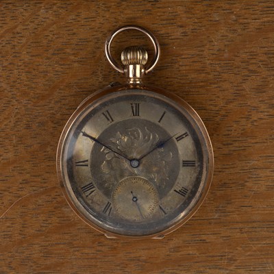 Lot 388 - 9ct gold cased pocket watch the engraved dial...