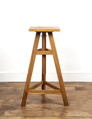 Lot 57 - Artist's sculpture stand with a square oak top,...