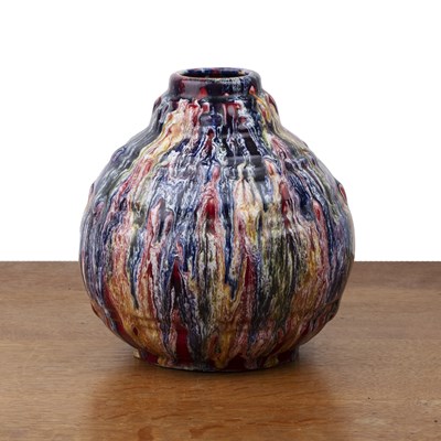 Lot 304 - Louis Gueule at Elge pottery vase with mottled...