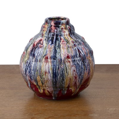 Lot 304 - Louis Gueule at Elge pottery vase with mottled...