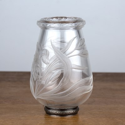 Lot 346 - French wheel engraved glass vase 20th Century,...