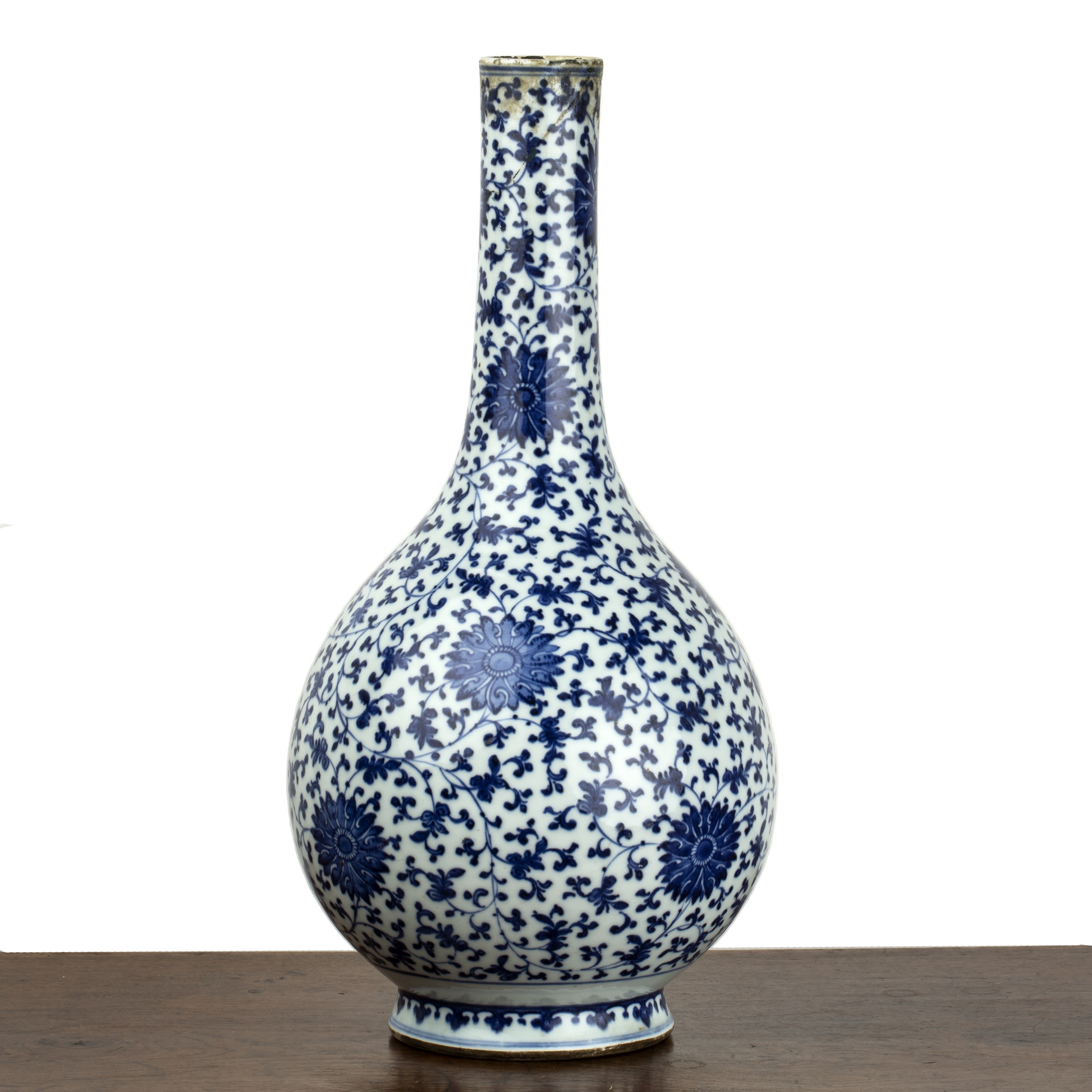 Lot 34 - Large blue and white porcelain bottle vase