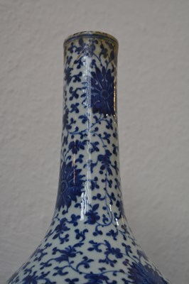 Lot 34 - Large blue and white porcelain bottle vase...