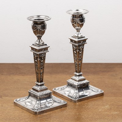 Lot 382 - Pair of classical revival style silver...