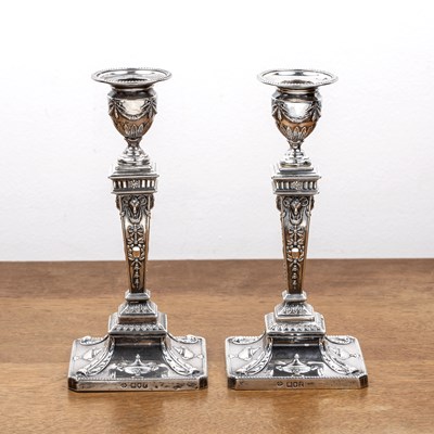 Lot 382 - Pair of classical revival style silver...