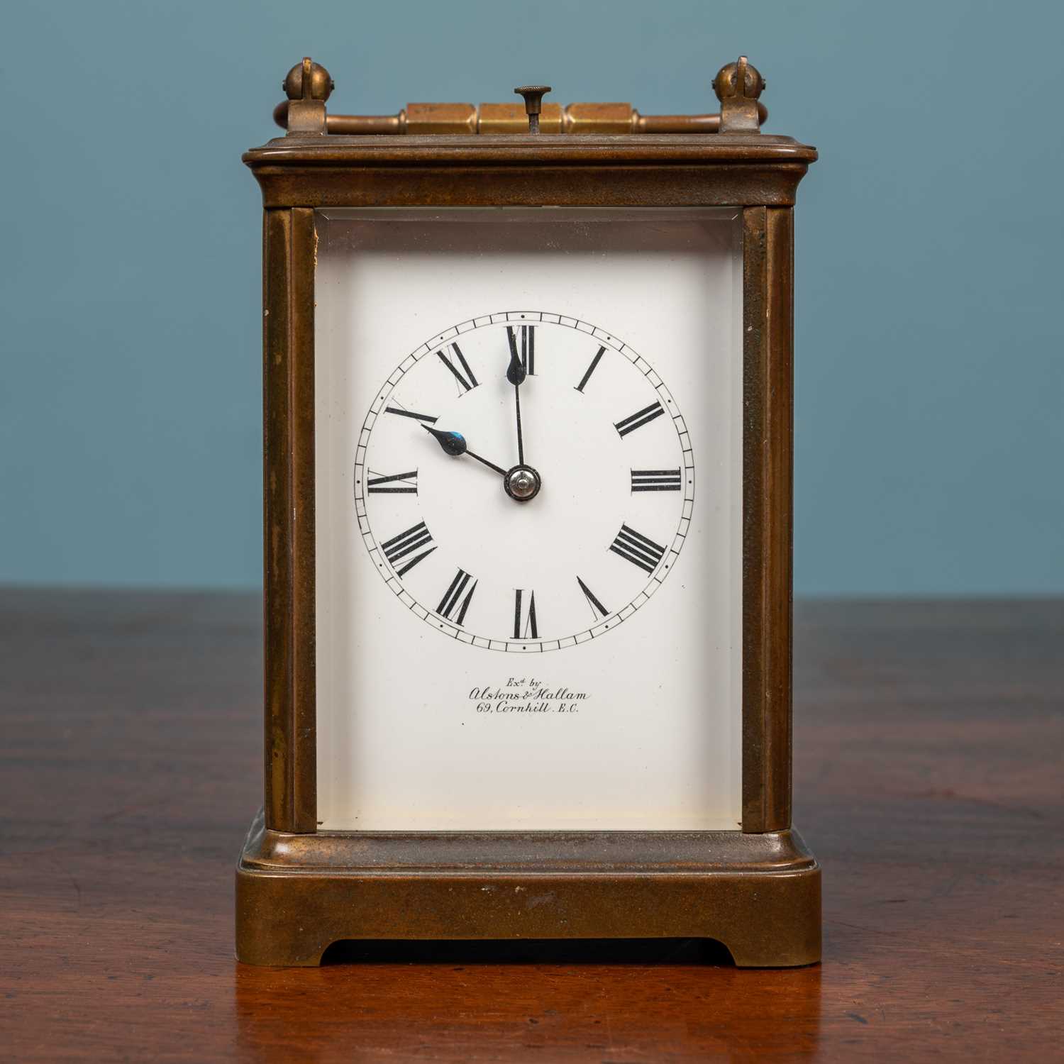 Lot 58 - A brass carriage clock signed 'Alstons & Mallam'