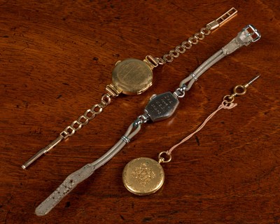 Lot 61 - Two wristwatches, one Longines; and one fob watch