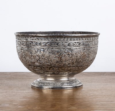 Lot 385 - Victorian silver bowl with foliate repousse...