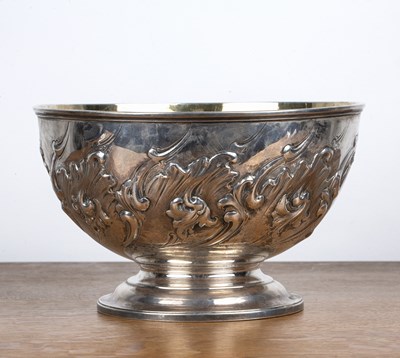 Lot 386 - Large Victorian silver pedestal bowl repousse...