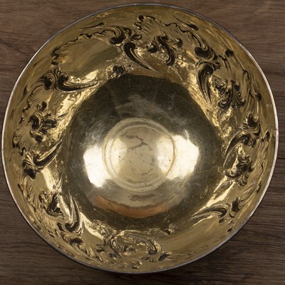 Lot 386 - Large Victorian silver pedestal bowl repousse...