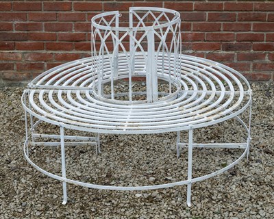 Lot 1203 - A modern white painted wrought iron circular tree bench