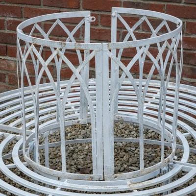 Lot 1203 - A modern white painted wrought iron circular tree bench