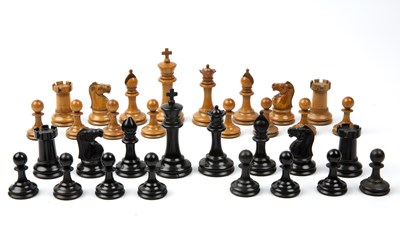 Lot 356 - A victorian ebony and boxwood chess set, the...