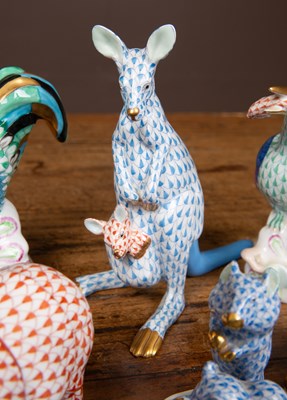 Lot 179 - A collection of twenty five Herend porcelain animals and a heart shaped box