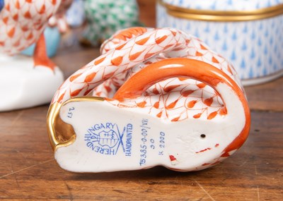 Lot 179 - A collection of twenty five Herend porcelain animals and a heart shaped box