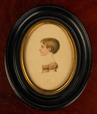 Lot 509 - A watercolour portrait miniature painting on paper