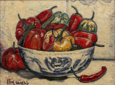 Lot 120 - Ethel Wright (1866-1939) 'Bowl of peppers',...