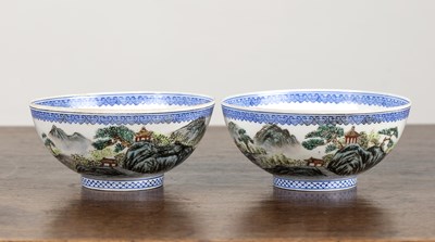 Lot 98 - Pair of eggshell bowls Chinese, republic...