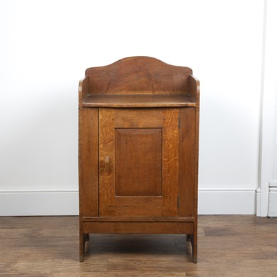 Lot 67 - Cotswold School oak, side table or cupboard...