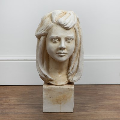 Lot 105 - Bust of a female head Plaster, 20th Century,...