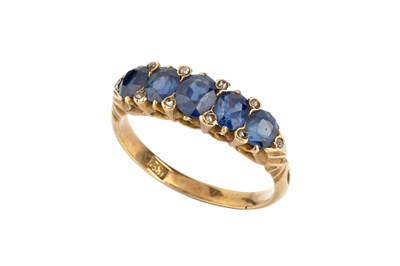 Lot 117 - A sapphire and diamond half hoop ring, the...