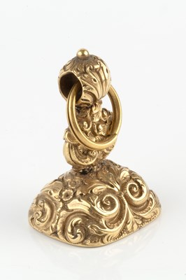 Lot 501 - A 19th century gilt metal fob seal, of shaped...