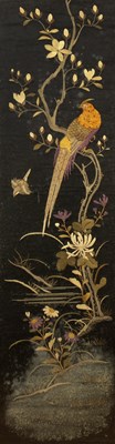 Lot 261 - Black ground embroidered panel Chinese...