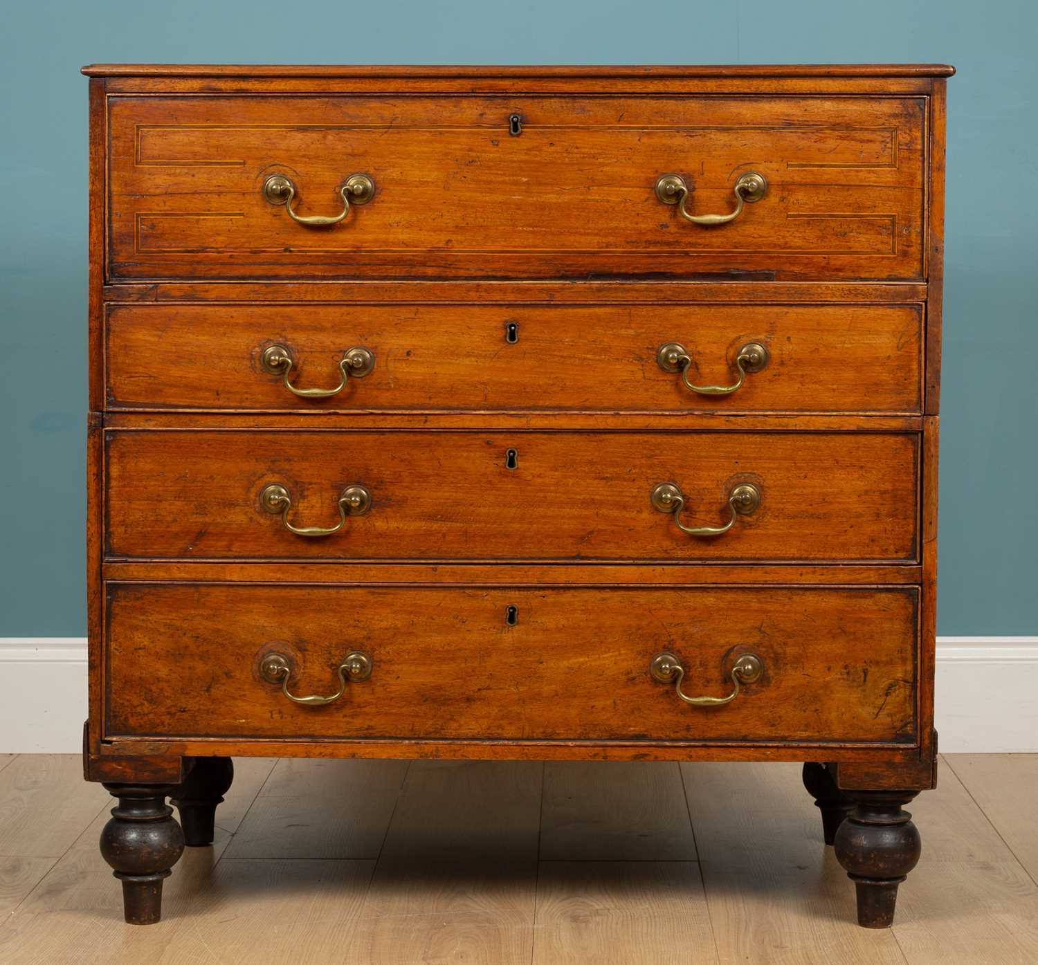 Lot 438 - A 19th century campaign secretaire chest