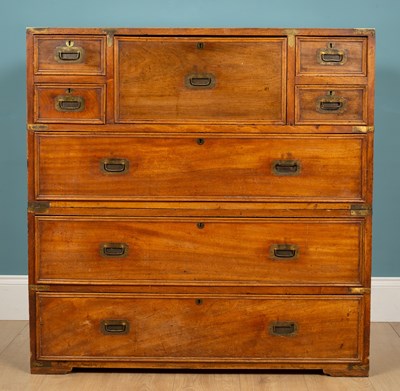 Lot 585 - A 19th century camphorwood campaign chest