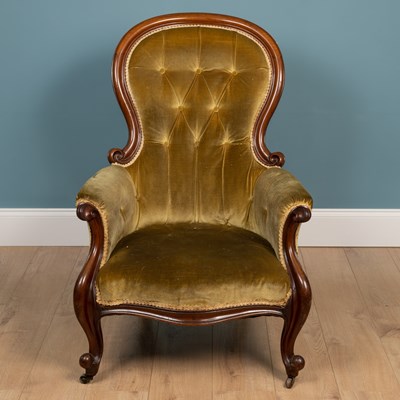 Lot 351 - A Victorian mahogany framed armchair