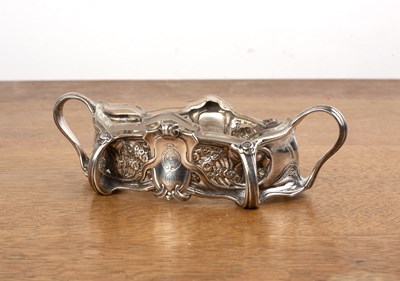 Lot 379 - Art Nouveau silver dish with glass liner in...