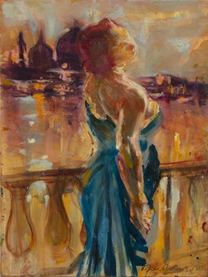 Lot 211 - June Redfern (b.1951) 'The blue boat', oil on...