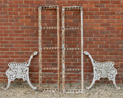 Lot 1292 - A Victorian white painted cast iron Coalbrookdale style garden seat