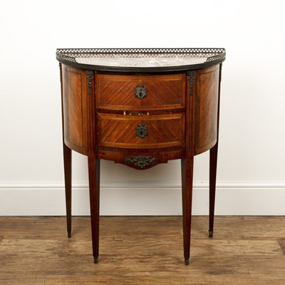 Lot 80 - Half round French style inlaid commode with a...