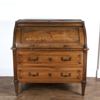 Lot 71 - Marquetry cylinder bureau Italian, late...