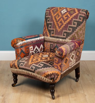 Lot 549 - A Kilim upholstered armchair, late 20th century