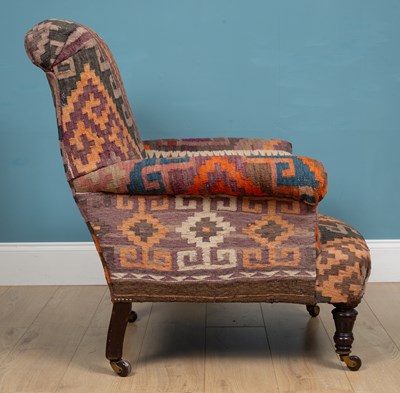 Lot 549 - A Kilim upholstered armchair, late 20th century