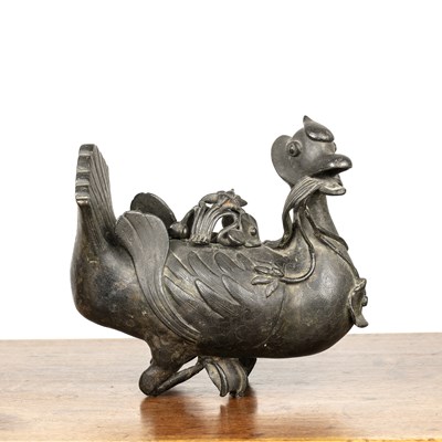 Lot 304 - Bronze model duck censer Chinese, Ming period...