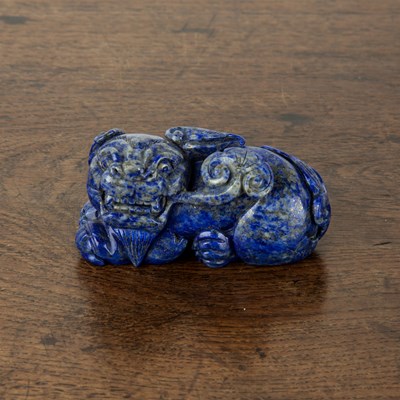 Lot 237 - Lapis lazuli carved temple dog Chinese, 19th...