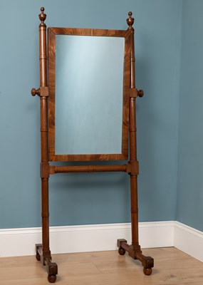 Lot 401 - A 19th century mahogany cheval mirror