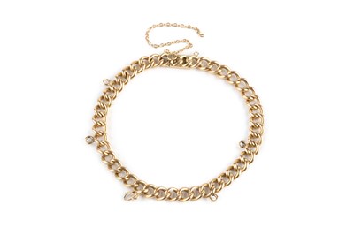 Lot 290 - A yellow precious metal bracelet, of curb-link...