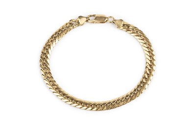 Lot 241 - A yellow precious metal curb-link bracelet,...