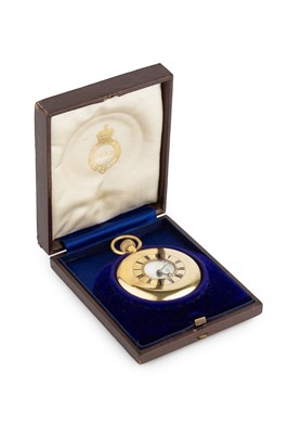 Lot 234 - An 18ct gold half hunter pocket watch by Jump,...