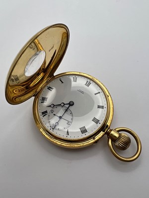 Lot 234 - An 18ct gold half hunter pocket watch by Jump,...