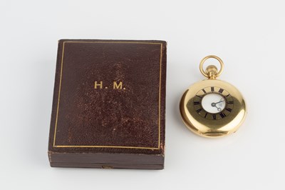 Lot 234 - An 18ct gold half hunter pocket watch by Jump,...