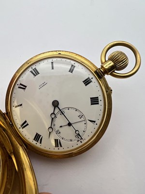 Lot 234 - An 18ct gold half hunter pocket watch by Jump,...