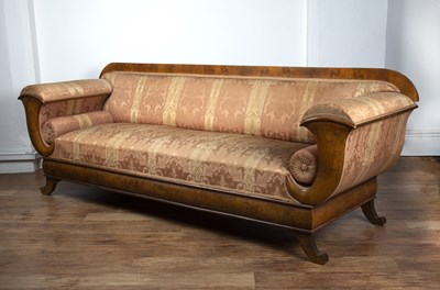 Lot 79 - Biedermier style sofa walnut veneer frame,...