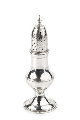 Lot 805 - A George III silver baluster muffineer, of...