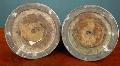 Lot 558 - A pair of Indian Mughal style silver and brass inlaid hookah bases