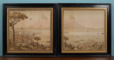 Lot 398 - A pair of tapestry style Neapolitan landscapes